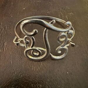 Silver-Toned Swirl “T” Cuff Bracelet